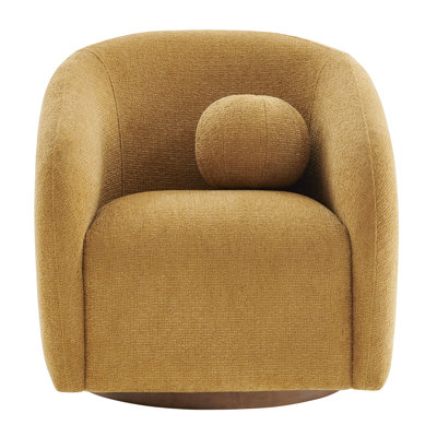 Holland Swivel Chenille Fabric Armchair in Mustard