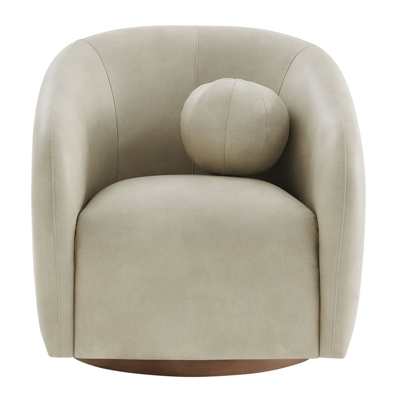 Fauteuil pivotant en cuir végétalien Jonina, Mineral