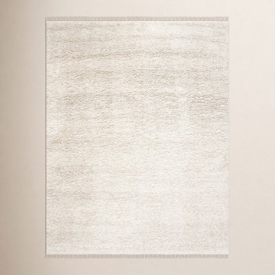 Wyly Beige Handmade Shag Wool Rug
