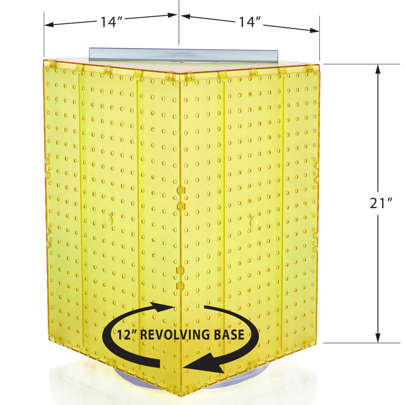 Four-Sided Revolving 14"W x 20"H Pegboard Counter Display w/ 32 4" Hooks