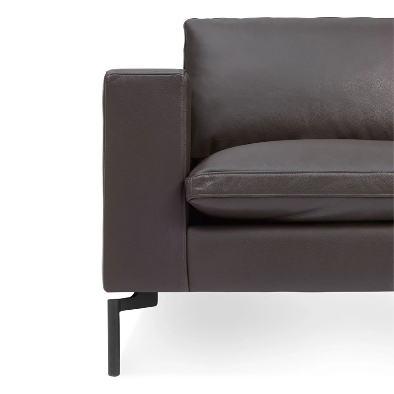 New Standard Upholstered Sofa, Dark Brown Genuine Leather, 32" H x 78" W x 35" D