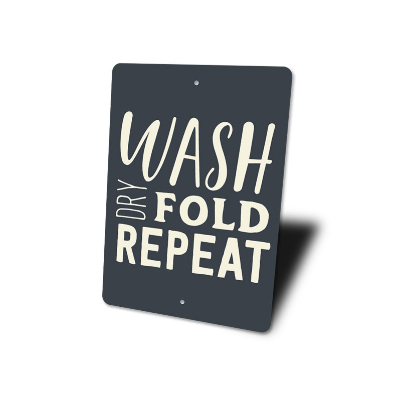 Enseigne en aluminium Wash Wash Fold, H 14 po x l 10 po x P 0,04 po
