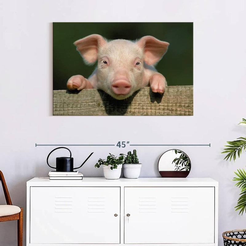 Brampt Piglet On Fence, 24" H x 36" W