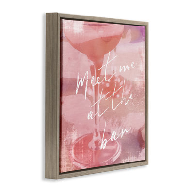 «Meet Me at Bar Martini», art mural gris sur toile flottante par Graffi *ee Studios