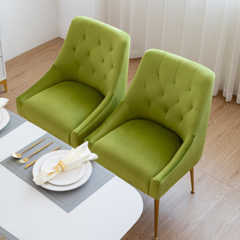 Briana 90.32cm H Upholstered Upholstered Back Side Chair, Olive Green
