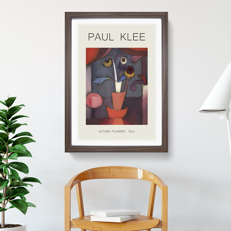 Autumn Flower by Paul Klee - Picture Frame Graphic Art, 65cm H x 48cm W x 2cm D, Walnut Framed
