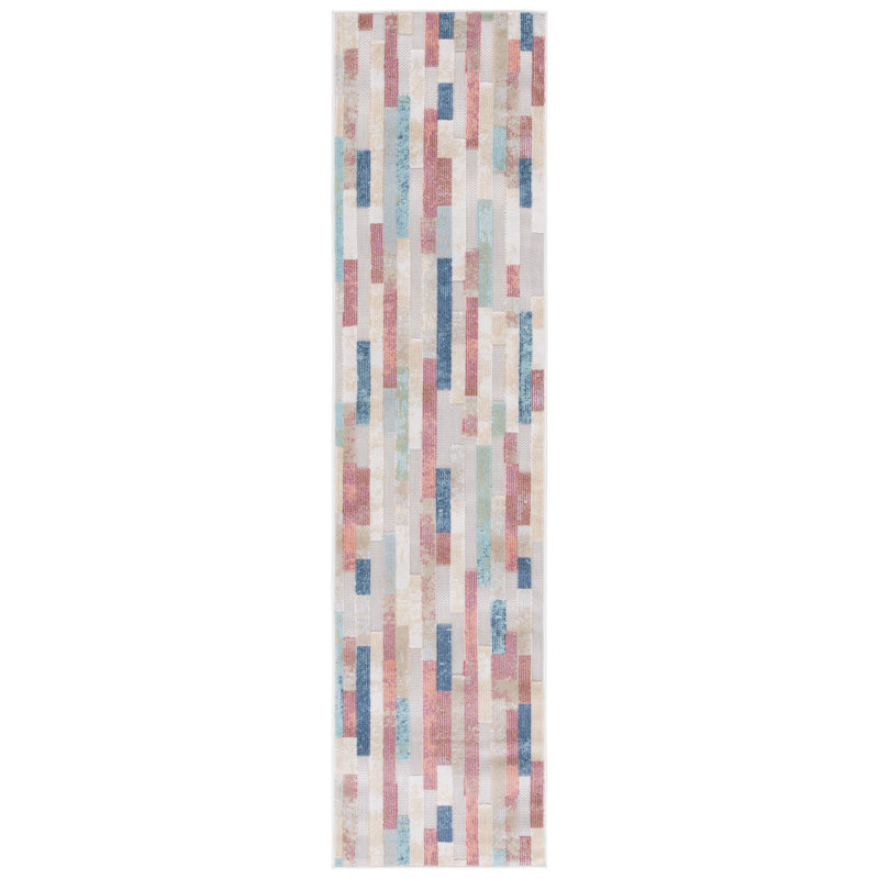 Tapis d'intérieur / extérieur à rayures Saram Performance, Tapis de couloir 2 pi 2 po x 9 pi