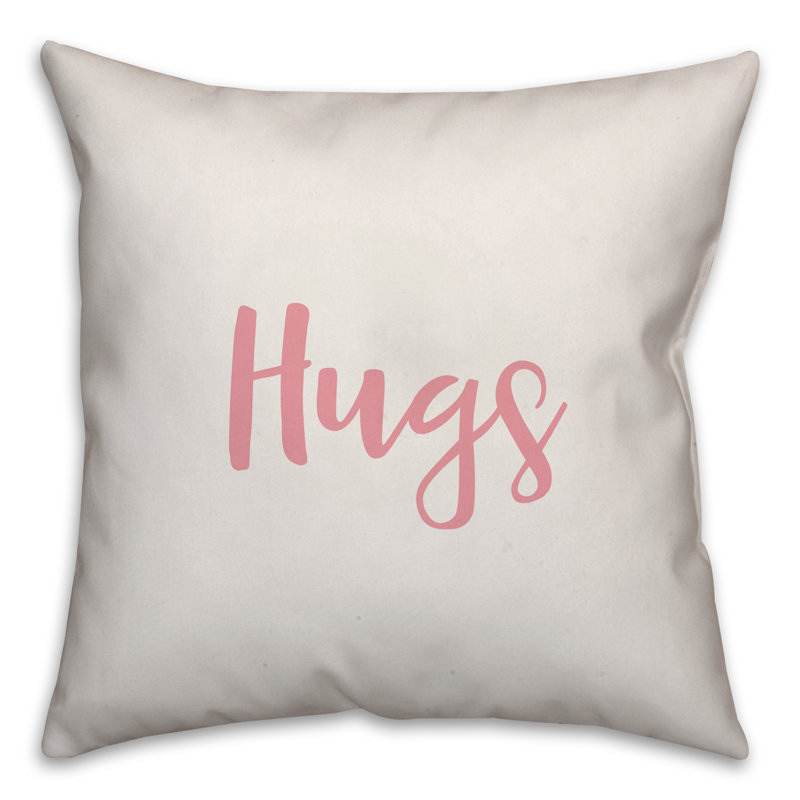  Hugs Throw Pillow, Throw Pillow, White/Pink