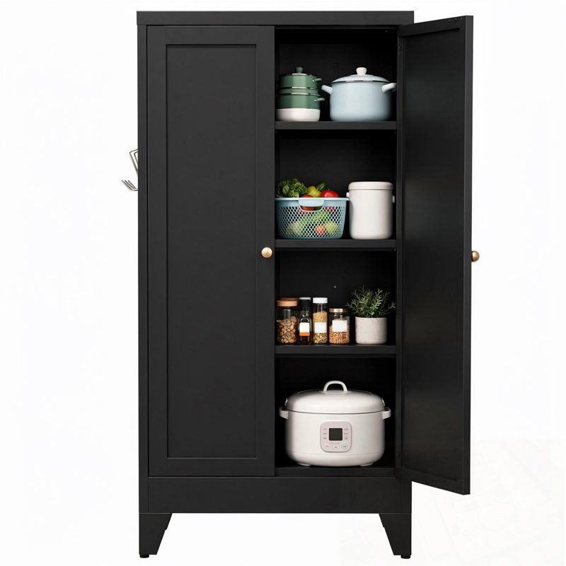 Garde-manger en métal 3 tablettes réglables, Black