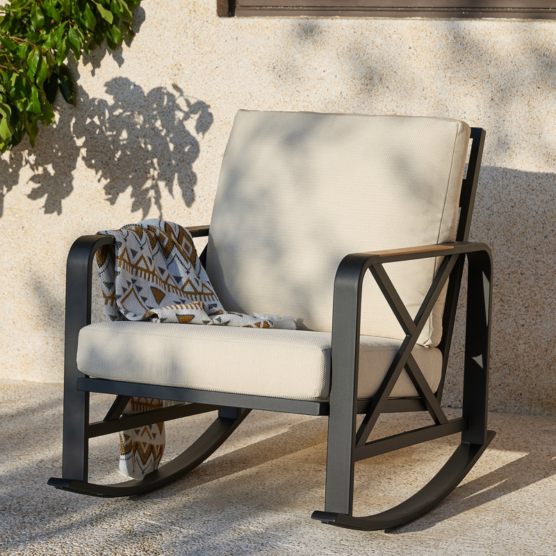 Chaise berçante de patio avec coussins, Beige