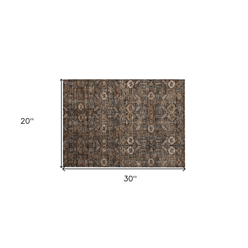 Tapis extérieur lavable antidérapant floral chocolat 2 pi x 3 pi
