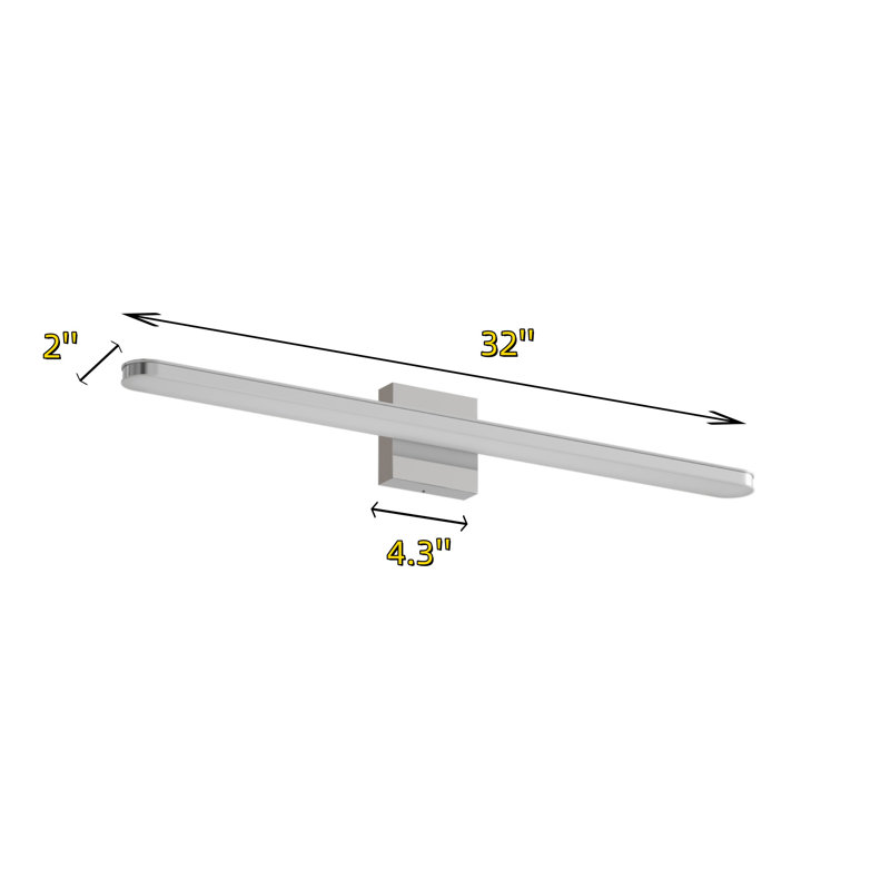 Luminaire de meuble-lavabo moderne à finition chromée, H 3,3 po x l 31,5 po x P 3,3 po