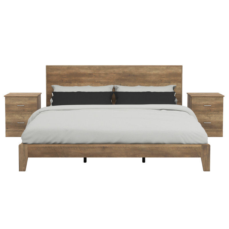 Allyannah 3 Pieces Bedroom Set, Knotty Oak, King