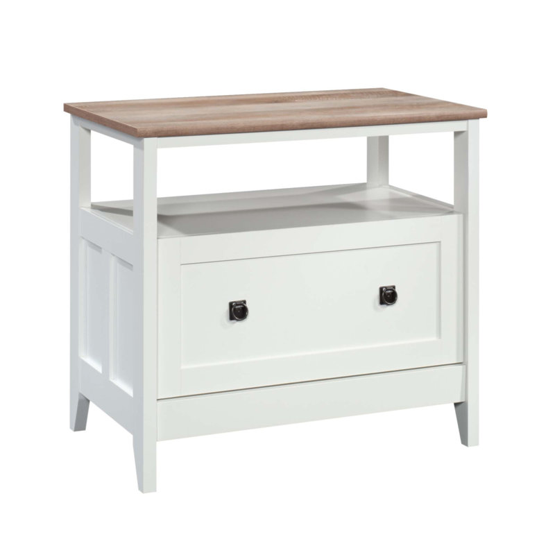 Classeur latéral polyvalent avec grand tiroir et tablette ouverte pour une organisation efficace du bureau à domicile