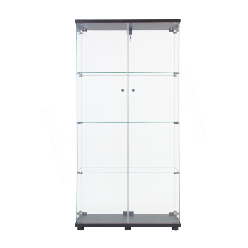Vitrine à deux portes, vitrine avec 4 tablettes, Noir