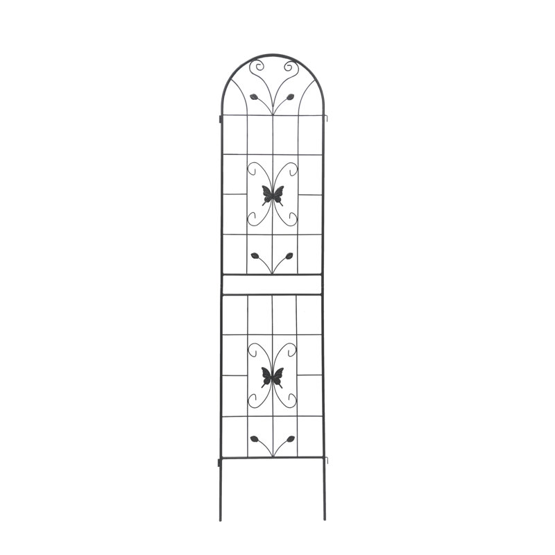 Paquet de 4, treillis antirouille 86,7 po x 19,7 po, support d'escalade extérieur pour jardin, tuyau rond galvanisé noir, support de fleurs double support de plante rouille, noir, rouille pour plantes