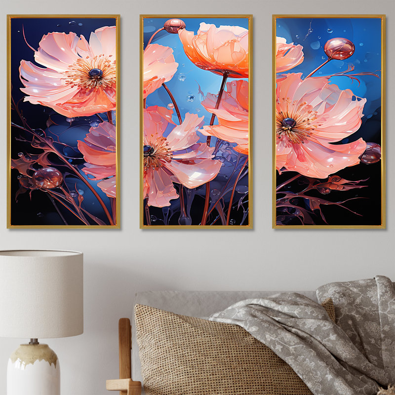 Ensemble de salon Neon Flourish, Cadre flottant doré, H 28 po x l 36 po x P 1 po