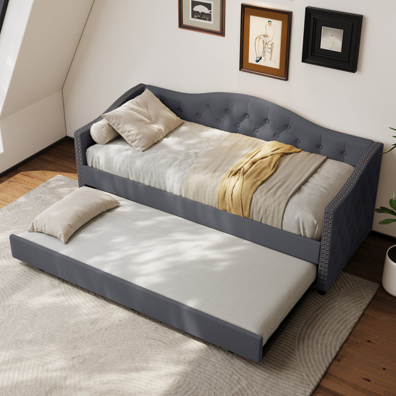Lit de jour avec couchette Kaevion, Gris, Simple