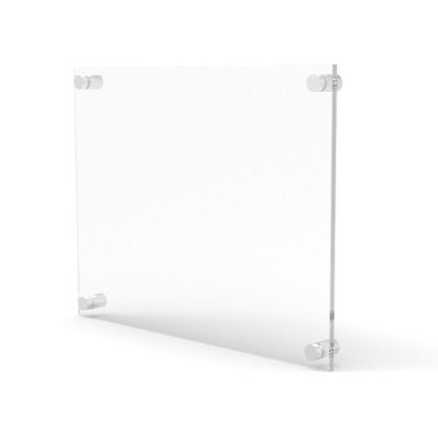 2 Sheets Acrylic Per Set Clear Sign Name Holder Plexiglass 6X6 Wallmount Poster Frame Standoff