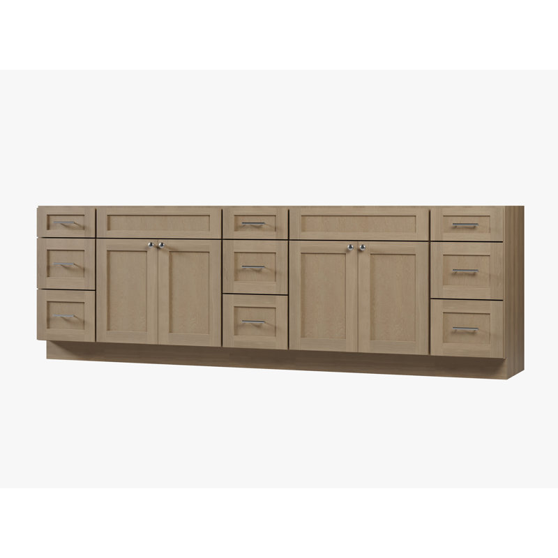 Disar 105'' Double Bathroom Vanity Base only, Natural Oak