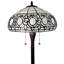 Lampe sur pied de 63 po à deux lumières de forme traditionnelle brune avec abat-jour en verre teinté blanc