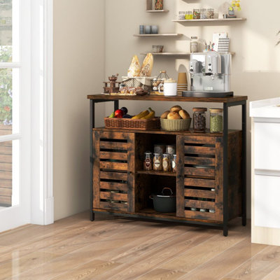 Armoire de rangement Buffet Cabinet avec 3 tablettes réglables et ensembles anti-basculement
