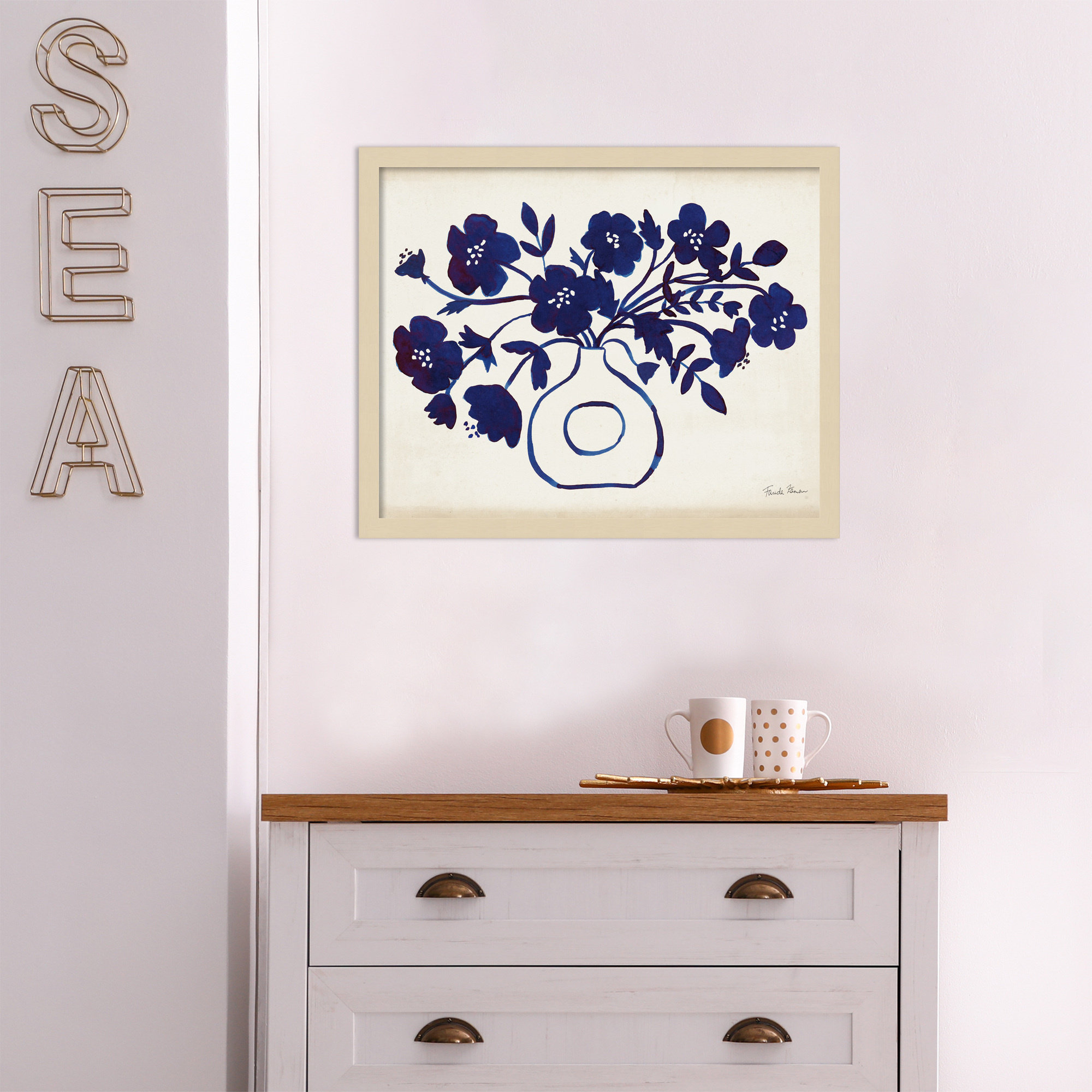 Modern Blue by Farida Zaman, 17" H x 21" W x 1" D, Brown