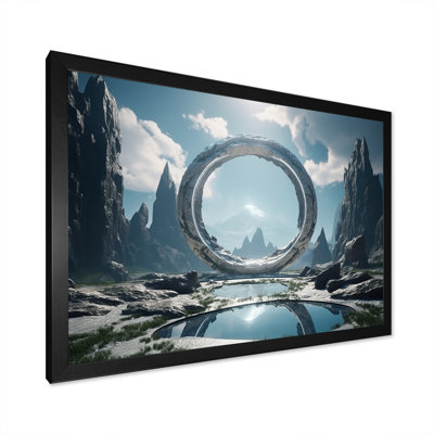 Portail surréaliste galaxie paysage I - surréalisme, art mural