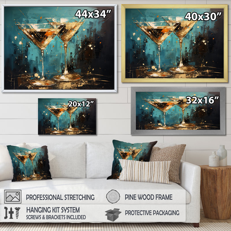 Midnight Martini Espresso Bliss - Art mural grand cocktail, H 12 po x l 20 po x P 1 po