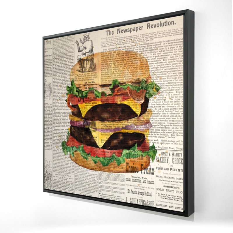 Vintage Double Cheeseburger Canvas | Home Decor Framed Art