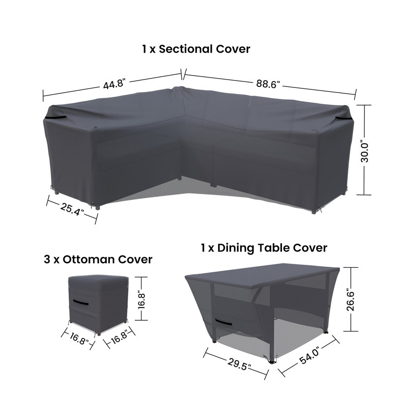 Hinesville Rattan Outdoor Lounge Dining Set Cover