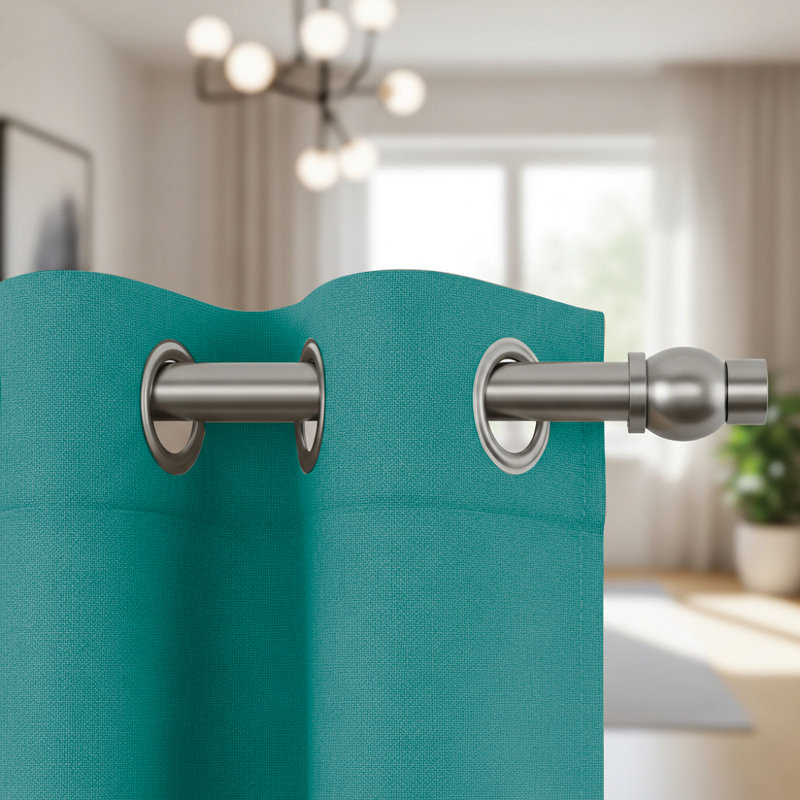 Jeffro Pair of Eyelet Blackout Curtain Panels, 167.64cm Width x 182.88cm Drop, Teal
