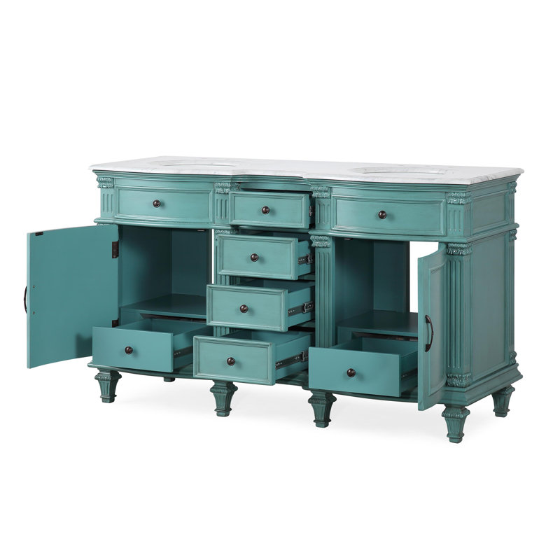 Ensemble de meuble-lavabo double 60 po Ojeda Hartell, Vert
