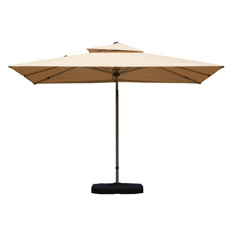 Parasol en porte-à-faux rectangulaire 9 pi x 11 pi avec mât central, beige (base non incluse), Beige