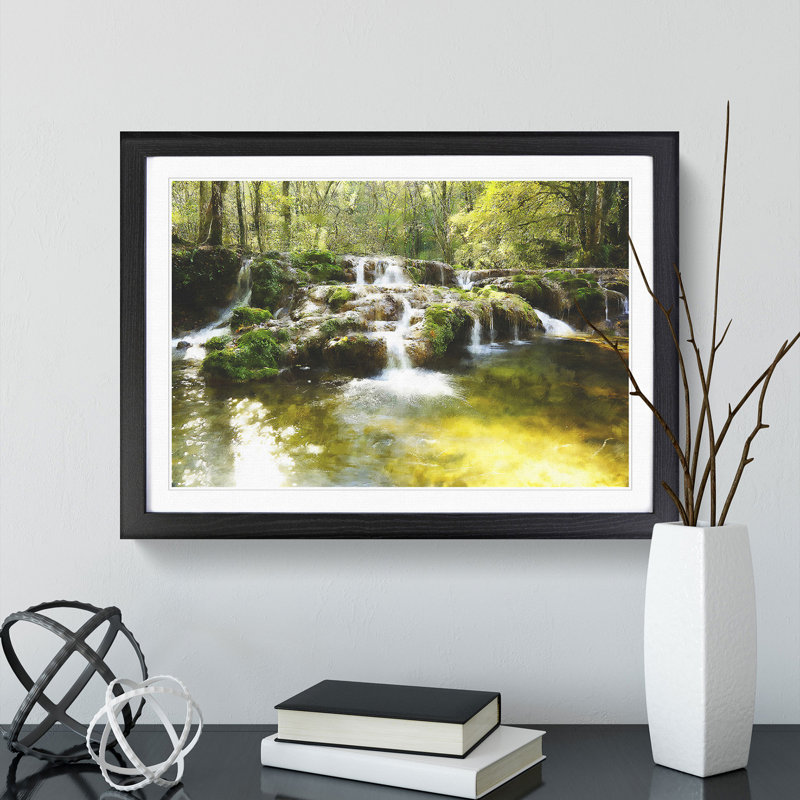 Forest Stream Vol.2 - Framed Print, 27cm H x 36cm W x 2cm D, Black Framed