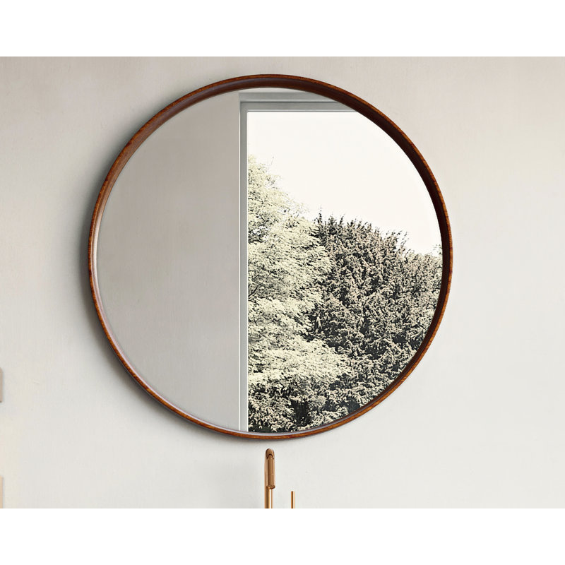 Solid Wood Round Mirror
