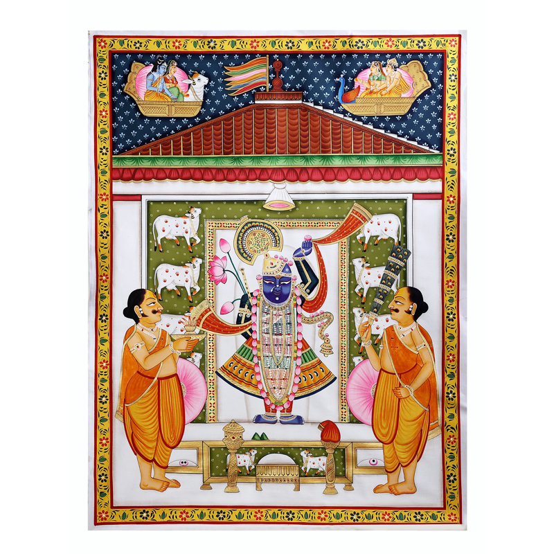 Lord Shrinath Ji | Art Pichwai | Aquarelle sur coton