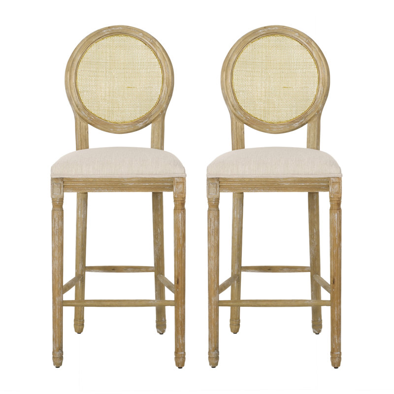 Charming Bar Stools With Intricate Carved Legs And Circular Backs, Offering Style And Comfort