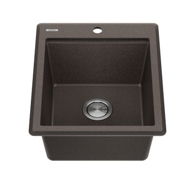 Évier de cuisine à simple cuve à montage sur plan en granite 28 po KRAUS Bellucci avec accessoires