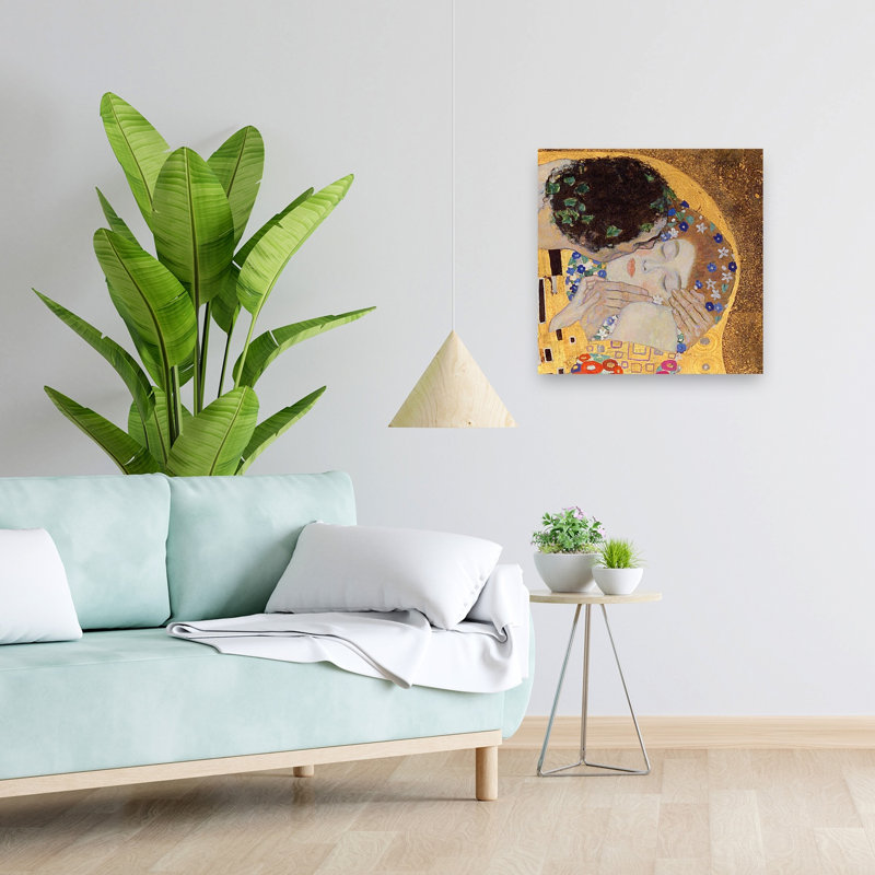 Le Baiser, estampe d'art mural abstrait contemporain de 1907-1908, H 24 po x l 24 po