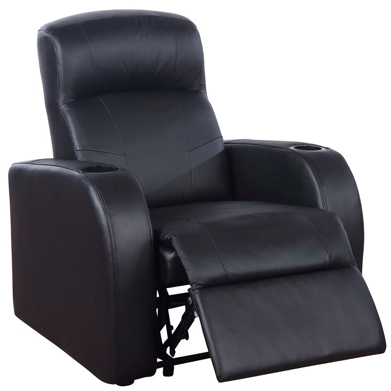 Fauteuil inclinable noir rembourré avec porte-gobelet