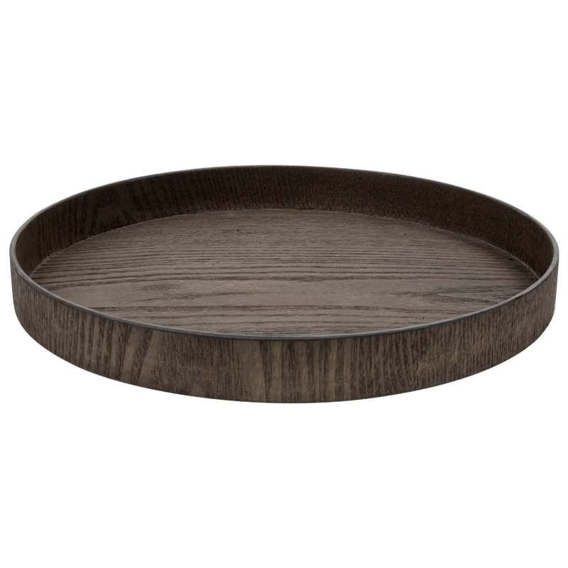 Plateau décoratif rond en faux bois rustique pour comptoir de cuisine, bois flottant gris, paquet de 1, Brun