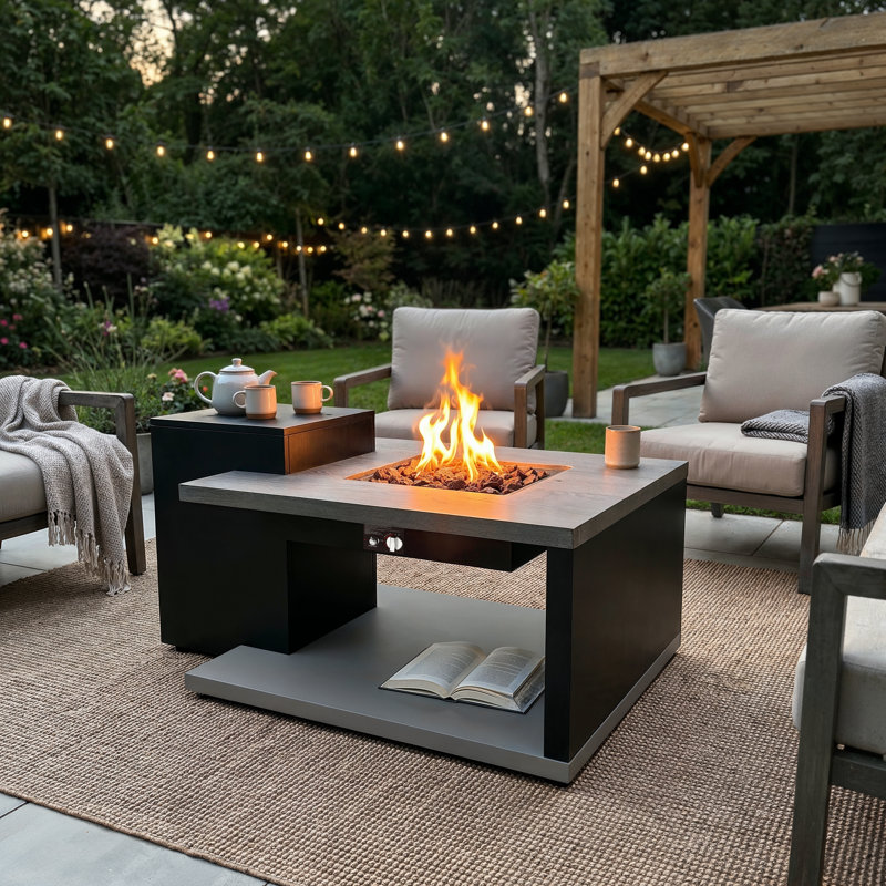 Foyer de table au propane sans fumée et avec 50 000 BTU de Castleman avec roche volcanique, H 22,4 po x l 40,2 po x P 31,5 po