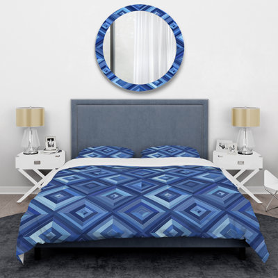 Blue Modern Maze II - Ensemble de housse de couette moderne