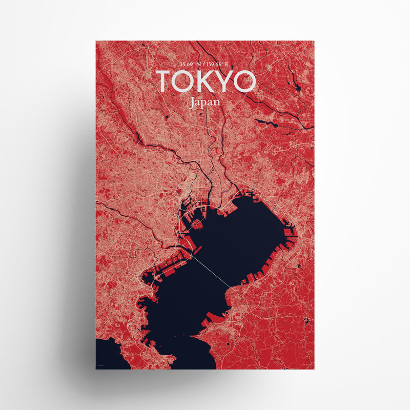 Tokyo City Map In Nautical - No Frame Print, 36cm H x 24cm W x 0.05cm D