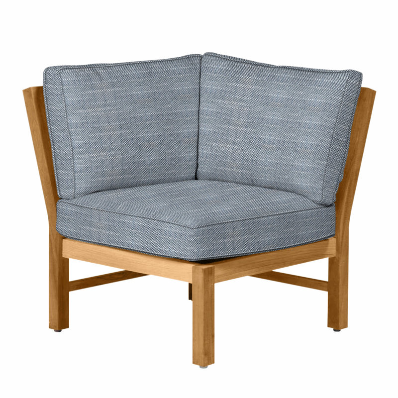 Fauteuil modulaire d'extérieur Club Teak, Trépointe, Chambray Rollo, Teck naturel