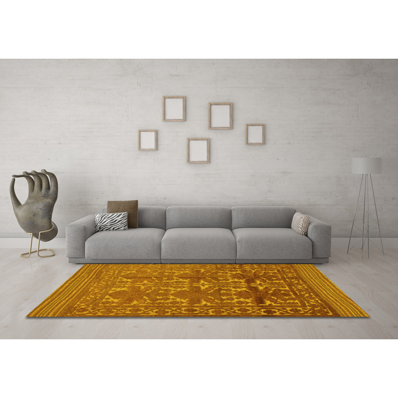 Marieliese Southwestern Machine Woven Polyester/Chenille Area Rug in Yellow, Rectangle 2' x 3'