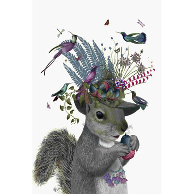 " Squirrel Birdkeeper And Blue Acorns " by Fab Funky