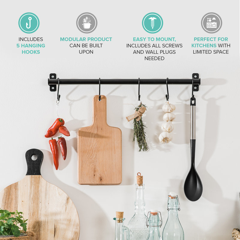 Woodside Plastic Cabinet Shelving Rack, 6.1cm H x 50cm W x 10.4cm D, Black