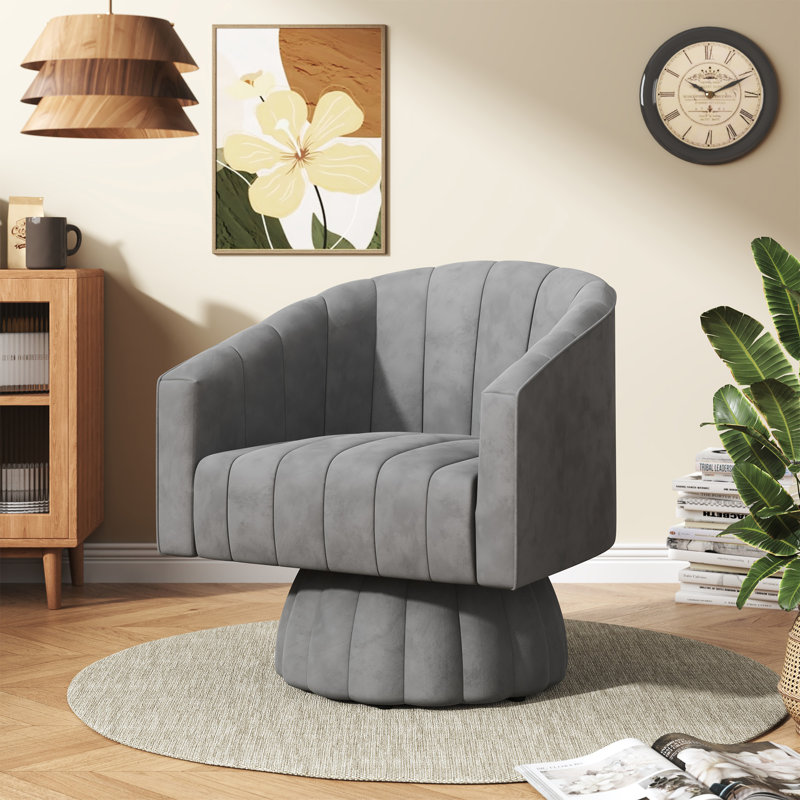 Fauteuil pivotant rembourré surdimensionné, Polyester gris